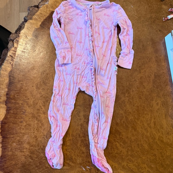 Posh Peanut Other - Rare Posh Peanut Barbie Logo Bamboo Ruffle Footie Pajamas 9-12M